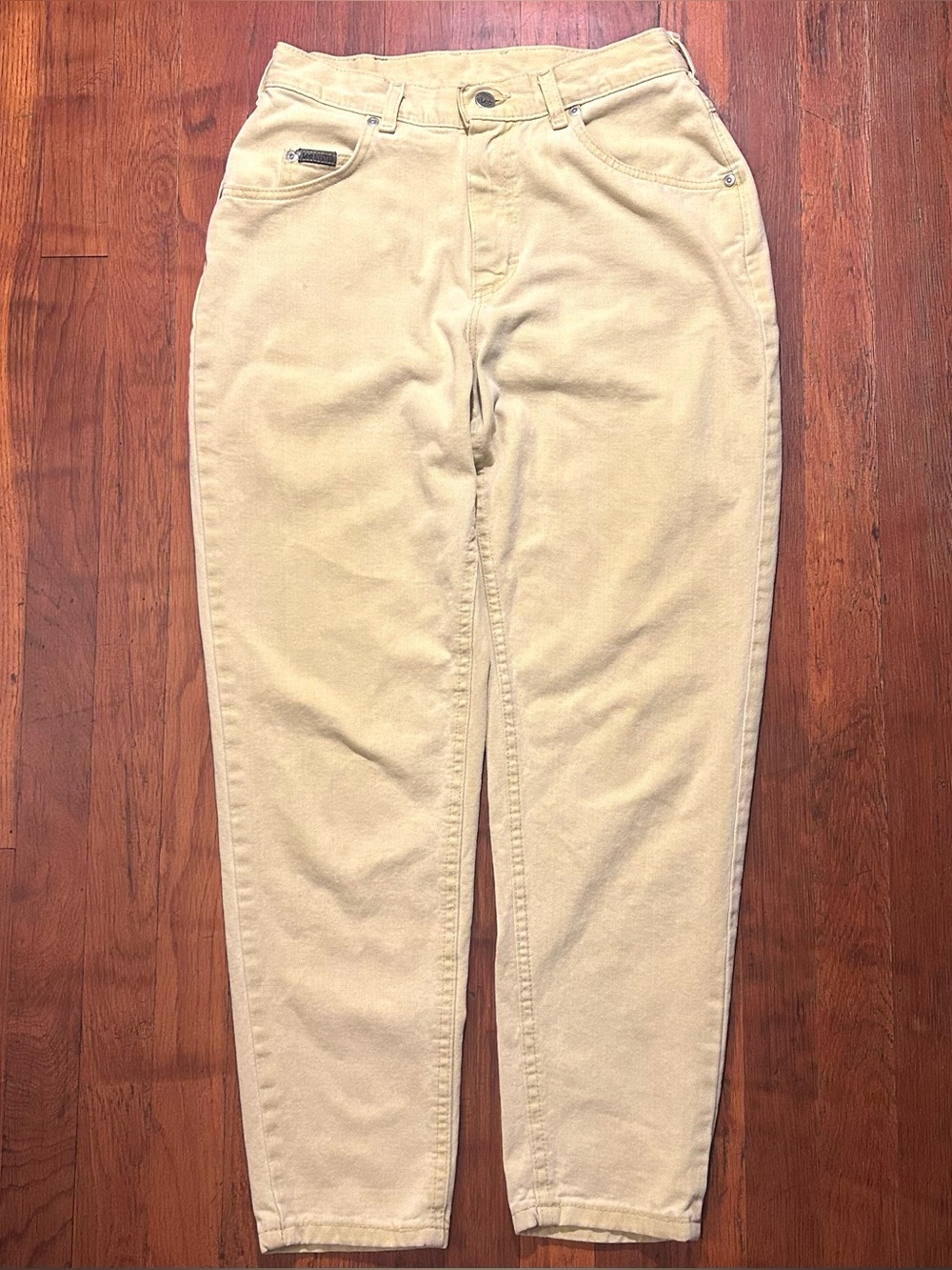Vintage ‘90s Lee Riveted High Rise Tapered Faded Yellow Denim Jeans 26/2